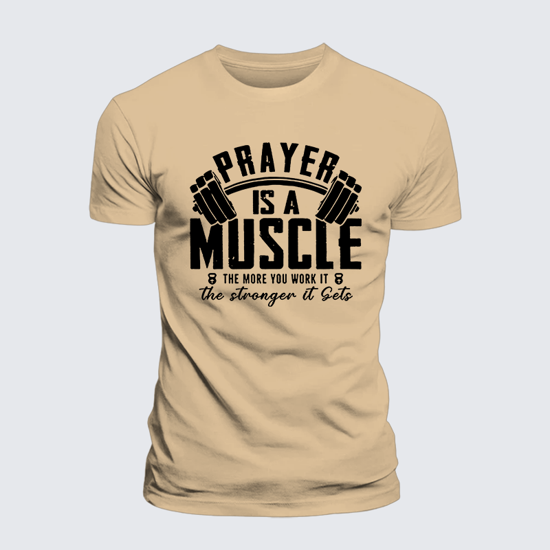 Prayer Is A Muscle Cross Jesus God Christian Premium Mercerized Cotton Tee