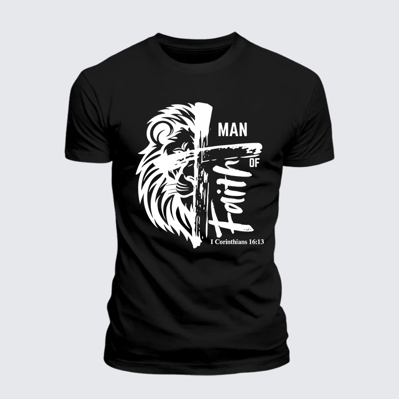 Man Of God Husband Dad Jesus God Christian Cotton T-Shirt