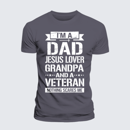 I'm A Dad-Jesus Lover-Grandpa-Veteran Jesus God Christian Premium Mercerized Cotton Tee