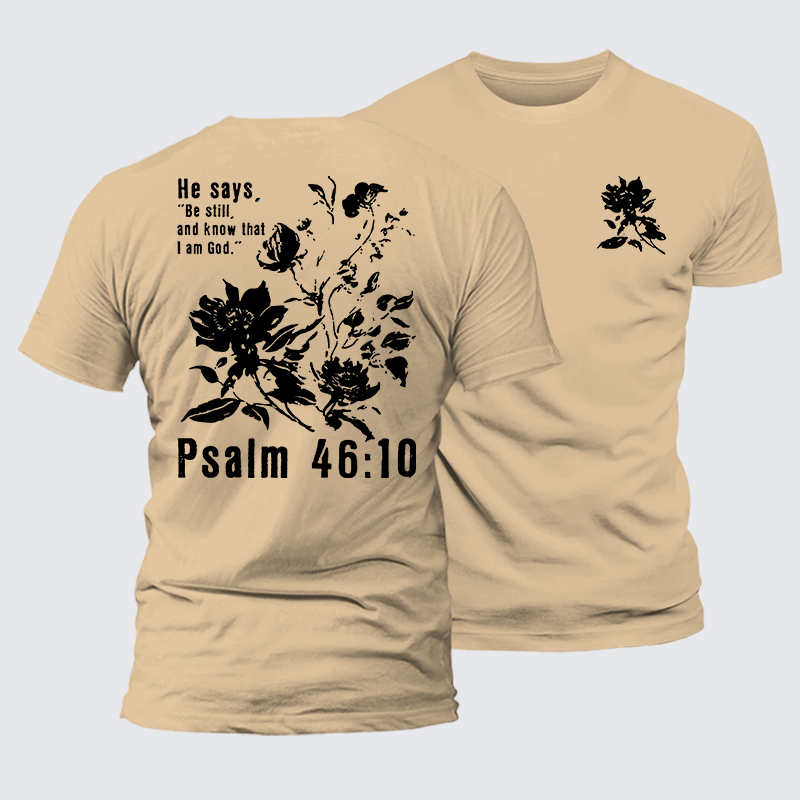Psalm 46:10 Jesus God Christian Premium Mercerized Cotton Tee