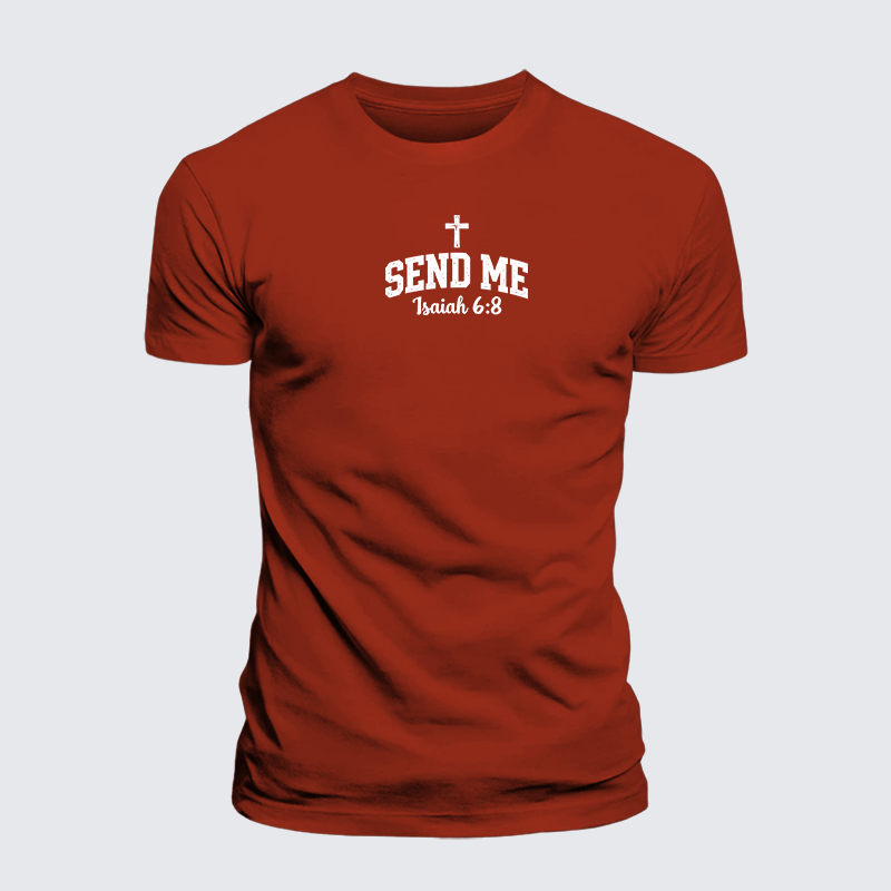 Isaiah 6:8 - SEND ME Jesus God Christian Premium Mercerized Cotton Tee