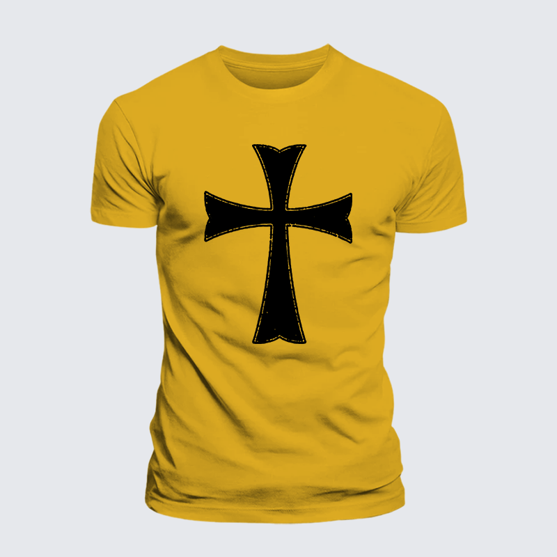 Knights Templar Crusader Cross Jesus God Christian Premium Mercerized Cotton Tee