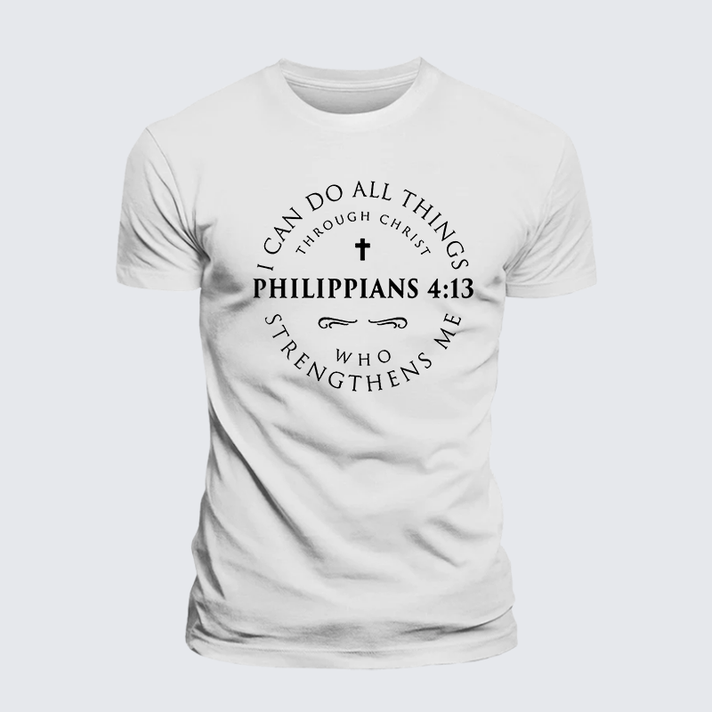 Philippians 4:13 Jesus God Christian Premium Mercerized Cotton Tee