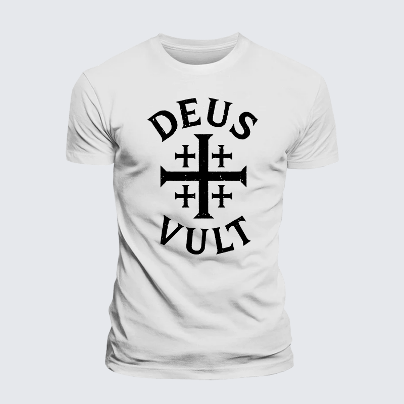 Deus Vult Jesus God Christian Premium Mercerized Cotton Tee