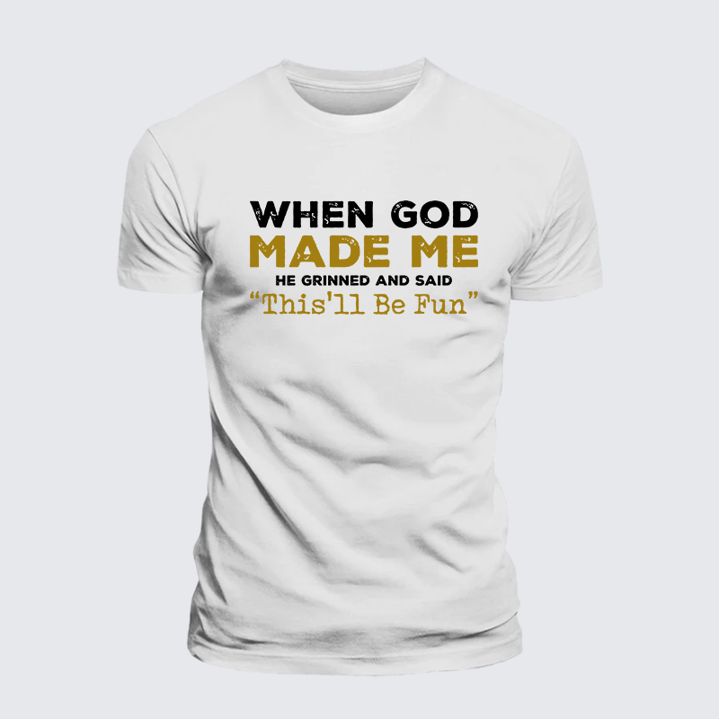 When God Made Me Jesus God Christian Premium Mercerized Cotton Tee