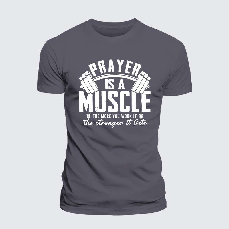 Prayer Is A Muscle Cross Jesus God Christian Premium Mercerized Cotton Tee