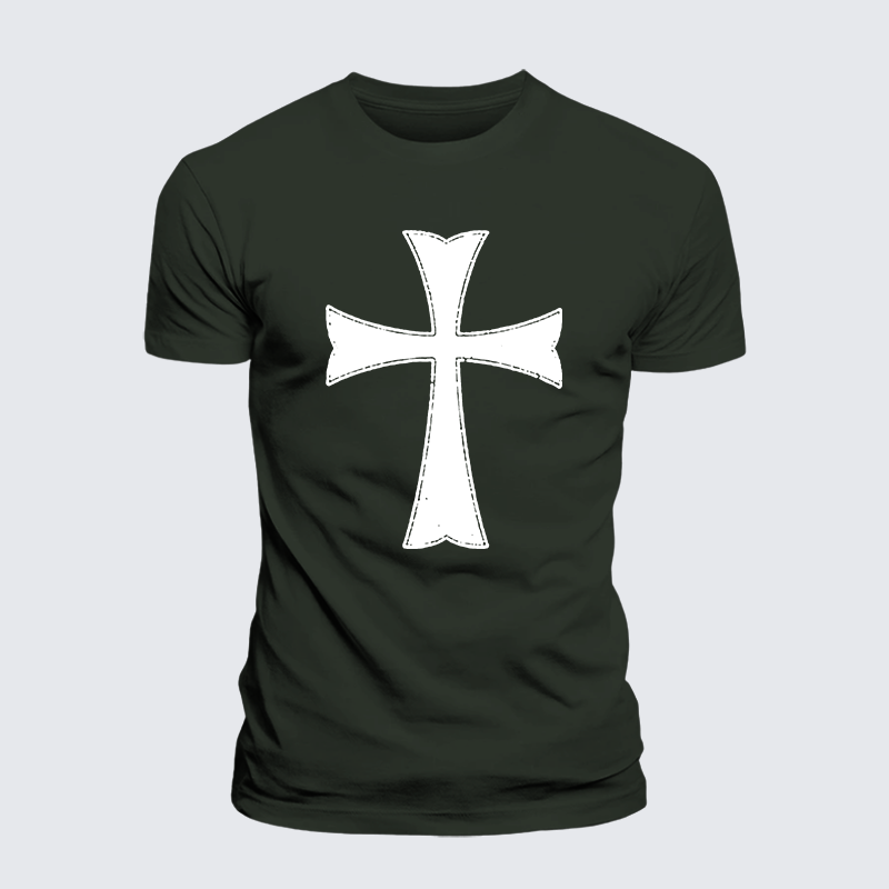 Knights Templar Crusader Cross Jesus God Christian Premium Mercerized Cotton Tee