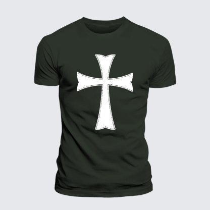 Knights Templar Crusader Cross Jesus God Christian Premium Mercerized Cotton Tee