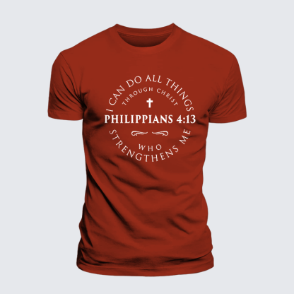 Philippians 4:13 Jesus God Christian Premium Mercerized Cotton Tee