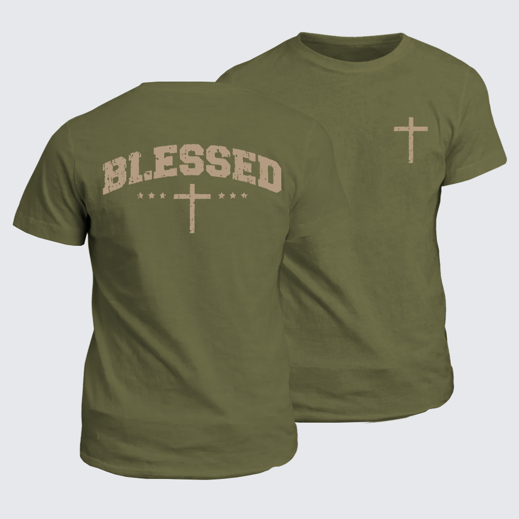 Blessed Cross Jesus God Christian Cotton T-Shirt