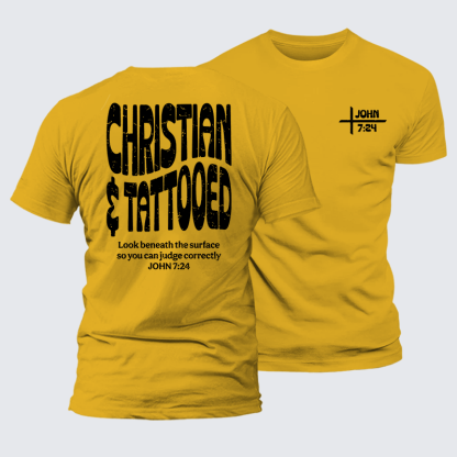 Christian & Tattooed Jesus God Christian Premium Mercerized Cotton Tee