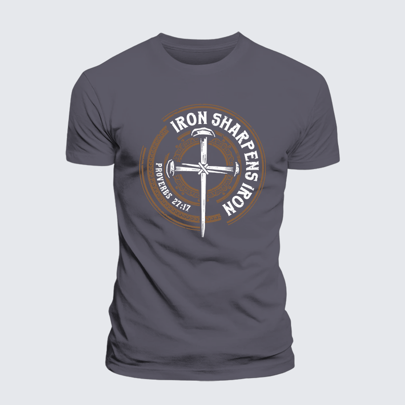 Iron Sharpens Iron - Proverbs 27:17 Jesus God Christian Premium Mercerized Cotton Tee