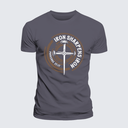 Iron Sharpens Iron - Proverbs 27:17 Jesus God Christian Premium Mercerized Cotton Tee