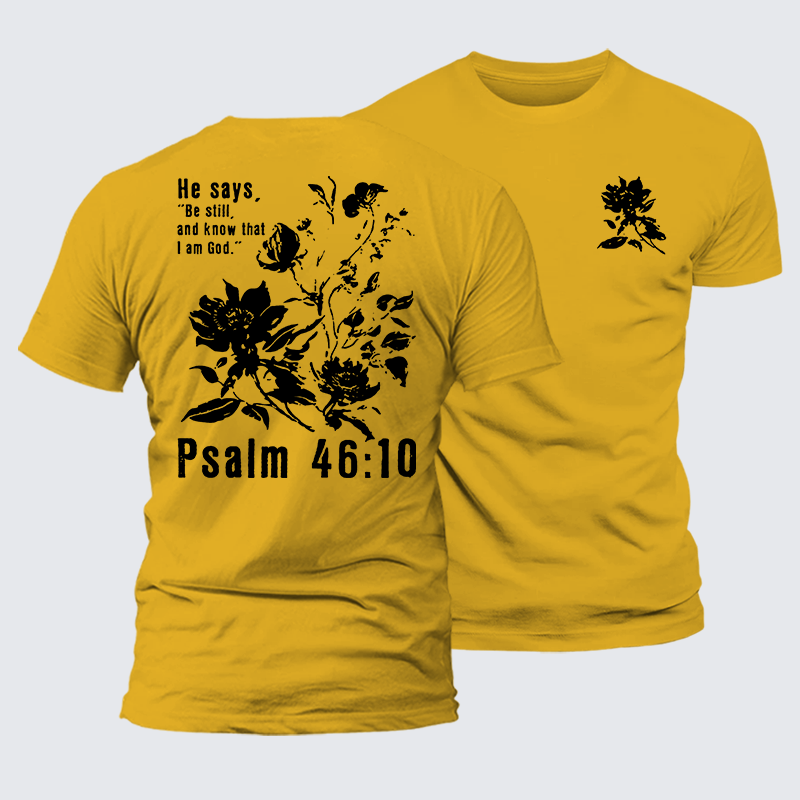 Psalm 46:10 Jesus God Christian Premium Mercerized Cotton Tee