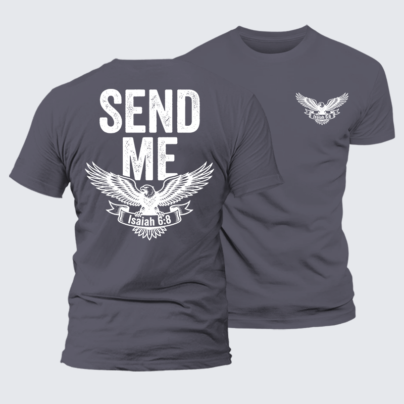 Isaiah 6:8 - SEND ME Jesus God Christian Premium Mercerized Cotton Tee