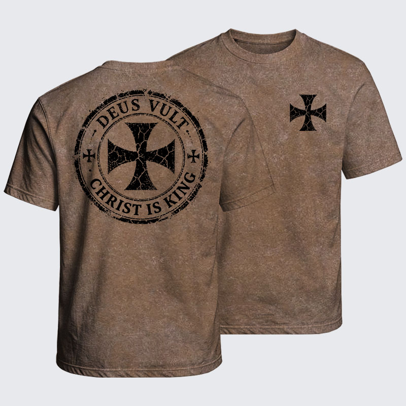Washed T-Shirt - Deus Vult Christ Is King