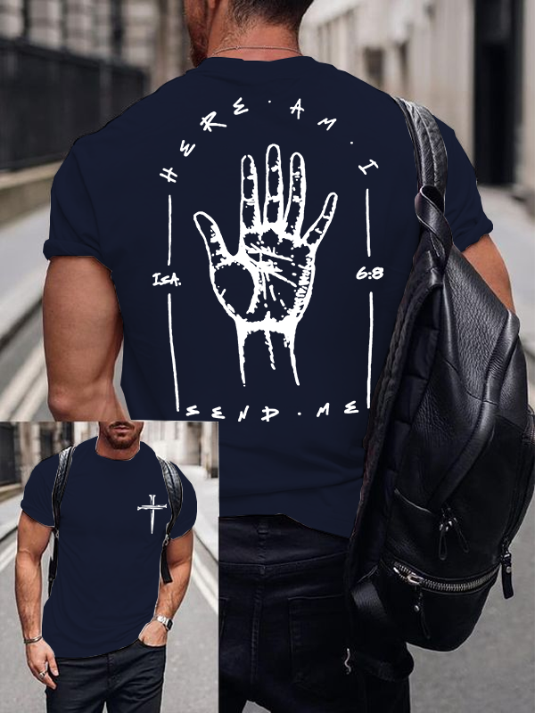 Here I Am Send Me - Bible Verse Isaiah 6:8 Jesus God Christian Cotton T-Shirt