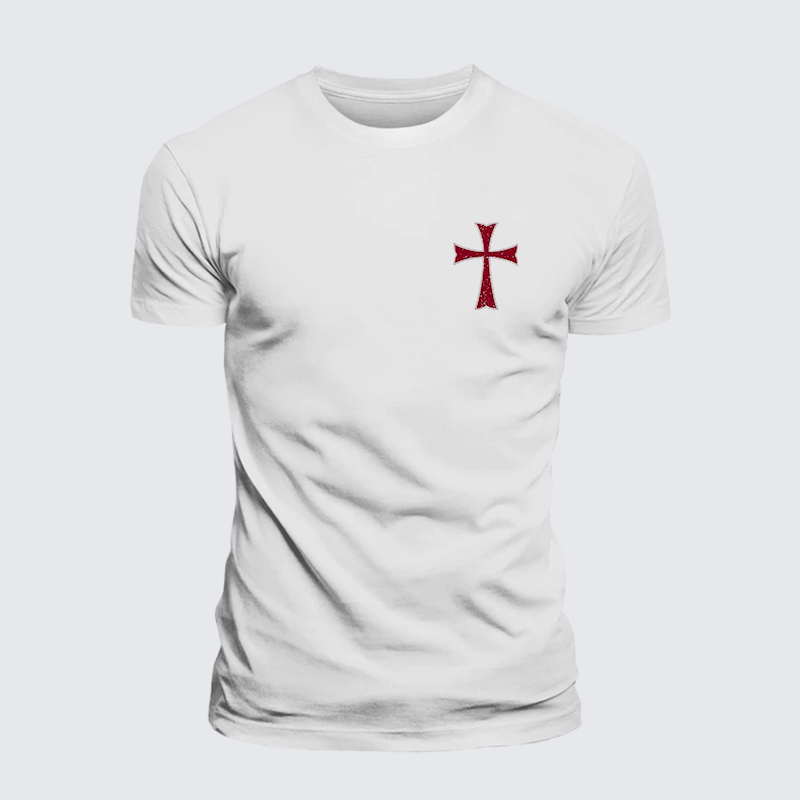Knights Templar Crusader Cross Jesus God Christian Premium Mercerized Cotton Tee