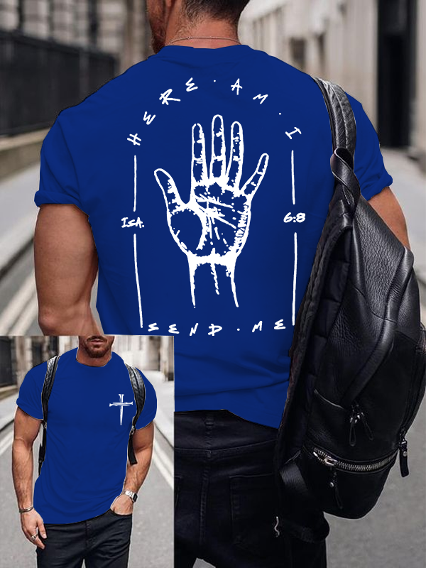 Here I Am Send Me - Bible Verse Isaiah 6:8 Jesus God Christian Cotton T-Shirt