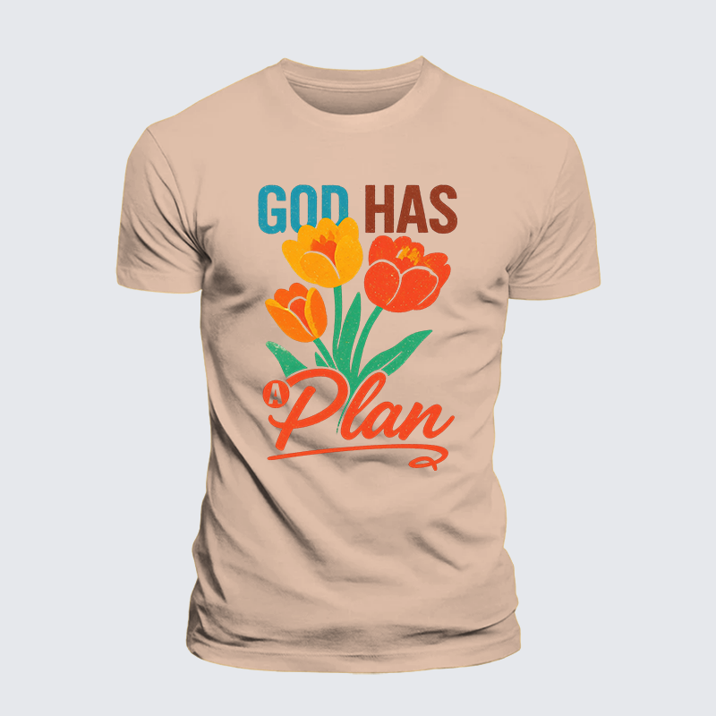 God Has A Plan Jesus God Christian Premium Mercerized Cotton Tee