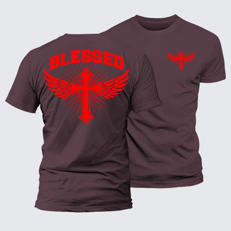 Blessed Cross Jesus God Christian Premium Mercerized Cotton Tee