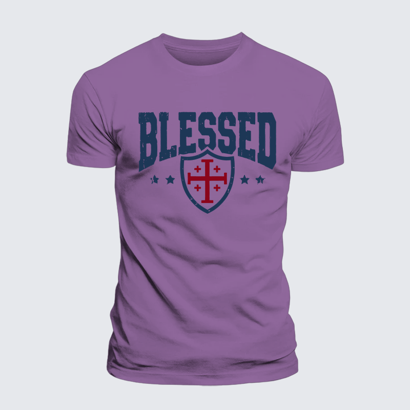 Blessed Cross Jesus God Christian Premium Mercerized Cotton Tee