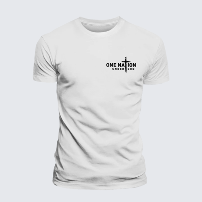 One Nation Under God Cross Jesus God Christian Premium Mercerized Cotton Tee