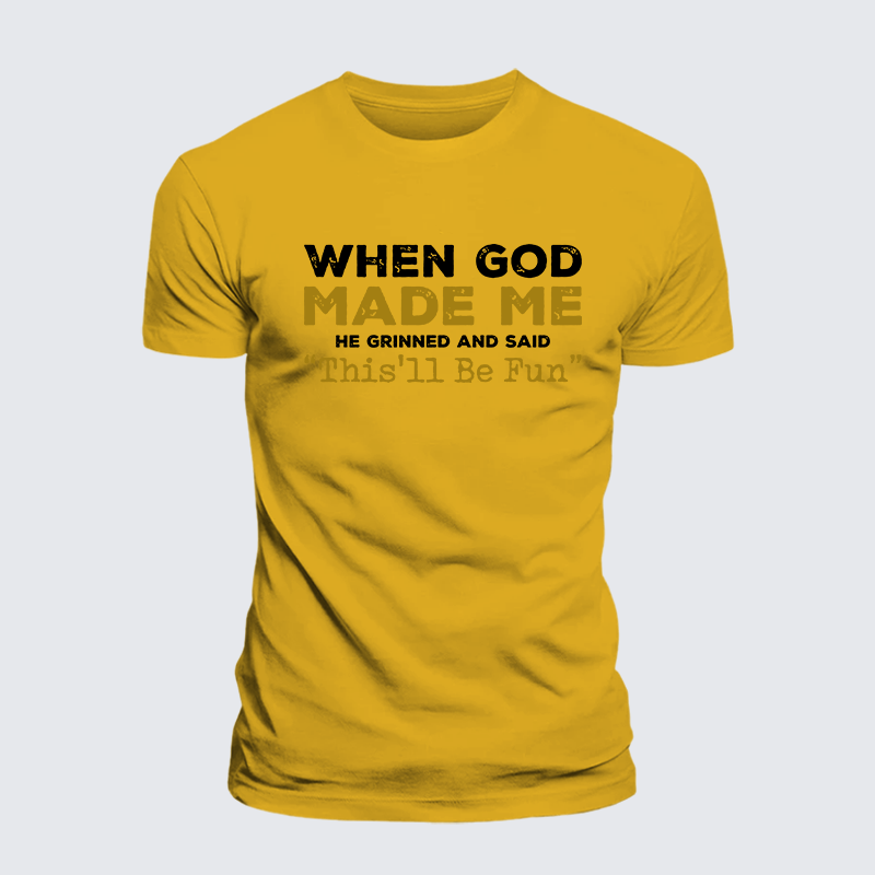 When God Made Me Jesus God Christian Premium Mercerized Cotton Tee