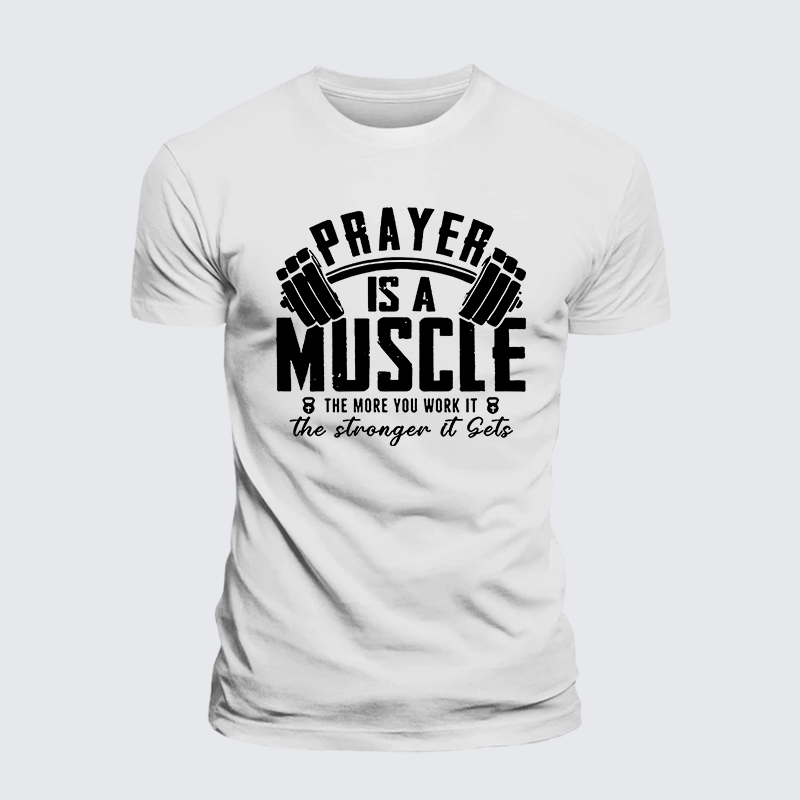 Prayer Is A Muscle Cross Jesus God Christian Premium Mercerized Cotton Tee