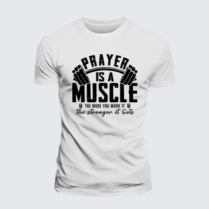 Prayer Is A Muscle Cross Jesus God Christian Premium Mercerized Cotton Tee