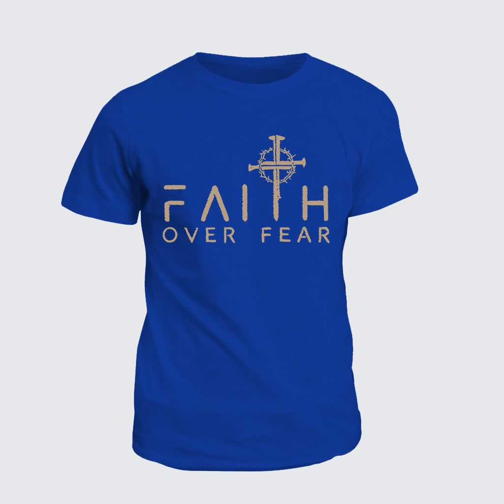 Faith Over Fear Faith Cross Jesus God Christian Cotton T-Shirt
