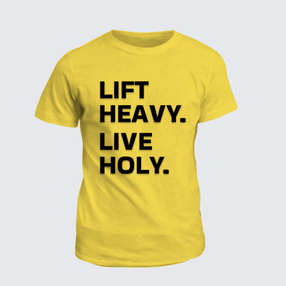 Lift Heavy Live Holy Jesus God Christian Cotton T-Shirt