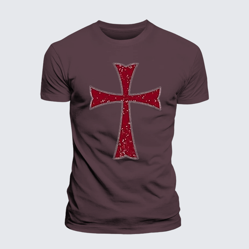 Knights Templar Crusader Cross Jesus God Christian Premium Mercerized Cotton Tee