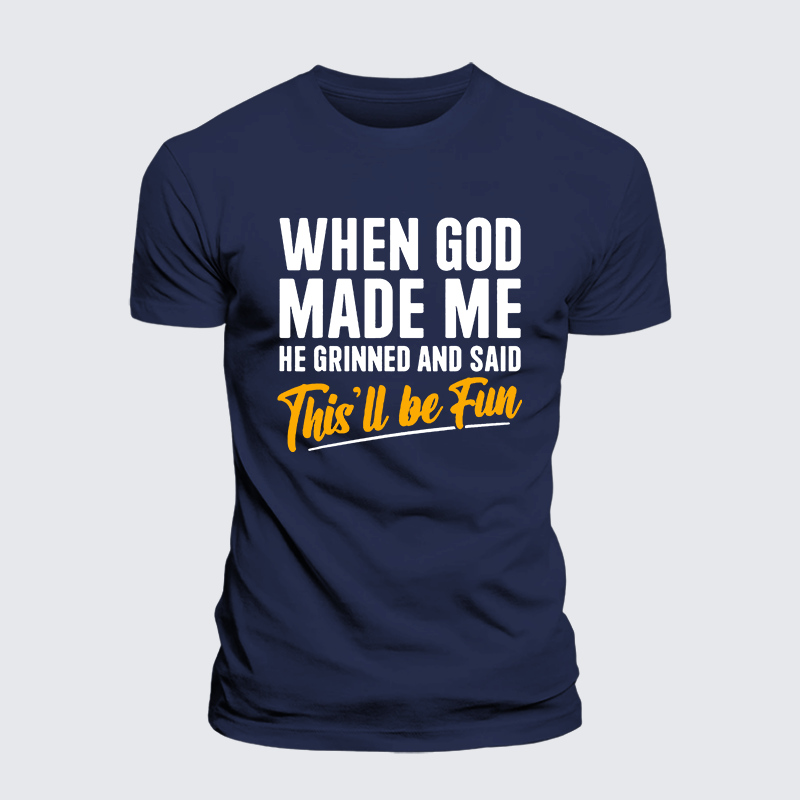 When God Made Me Jesus God Christian Premium Mercerized Cotton Tee