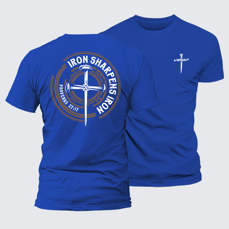 Iron Sharpens Iron - Proverbs 27:17 Jesus God Christian Cotton T-Shirt