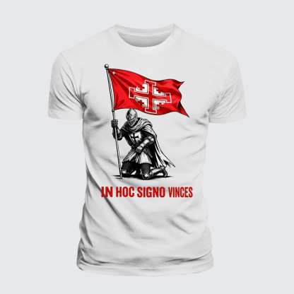 In Hoc Signo Vinces Jesus God Christian Premium Mercerized Cotton Tee