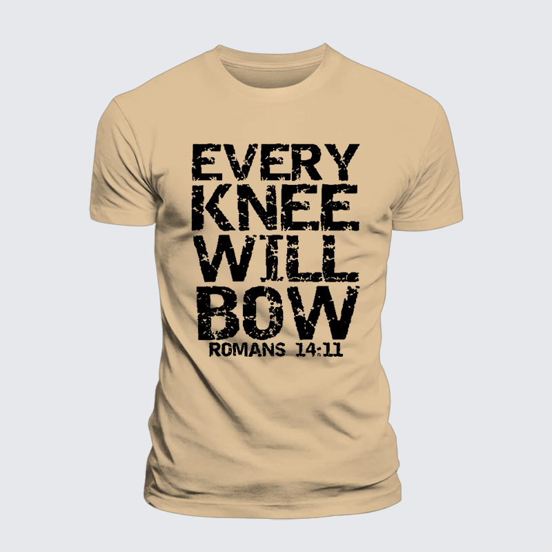 Bold Christian Bible Verse Quote for Men Every Knee Will Bow Jesus God Christian Premium Mercerized Cotton Tee