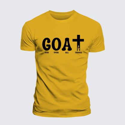 God Over All Things Jesus God Christian Premium Mercerized Cotton Tee
