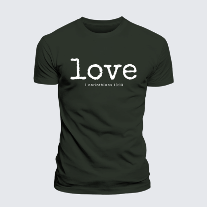 Love 1 Corinthians 13:13 Jesus God Christian Premium Mercerized Cotton Tee