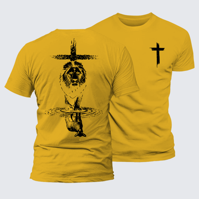 Power And Peace Faith Cross Jesus God Christian Premium Mercerized Cotton Tee