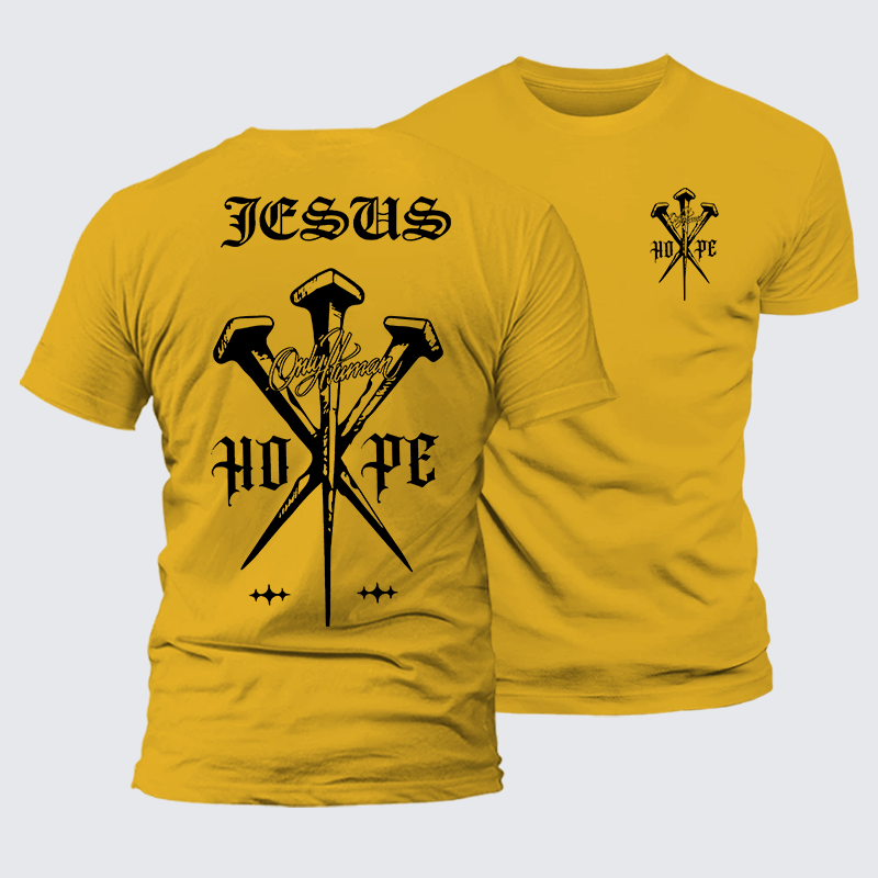 Only Human Hpoe Jesus God Christian Premium Mercerized Cotton Tee