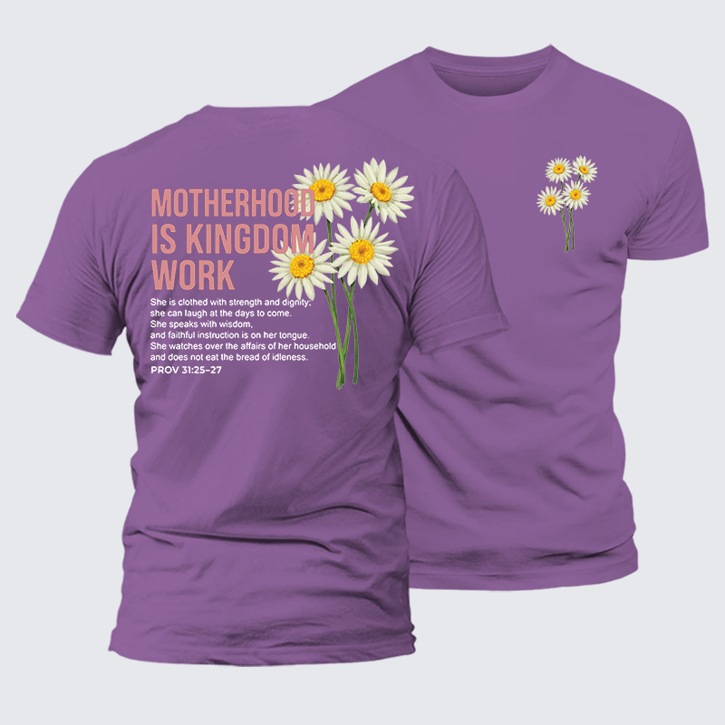 Motherhood Is Kingdom Work Jesus God Christian Premium Mercerized Cotton Tee