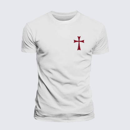 Knights Templar Crusader Cross Jesus God Christian Premium Mercerized Cotton Tee