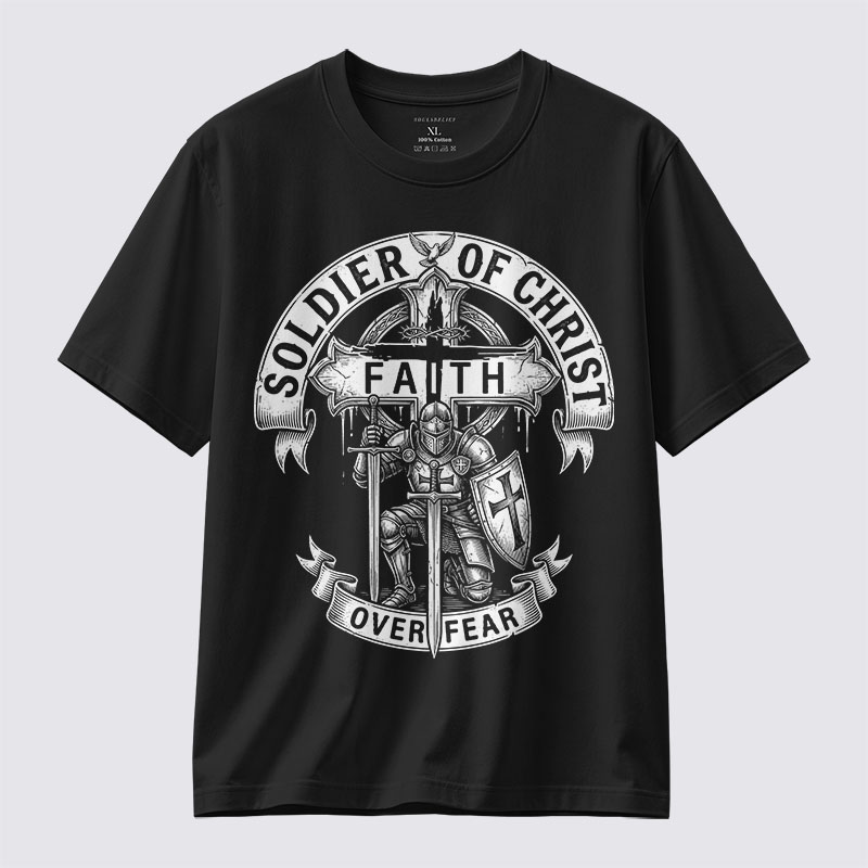 Soldier of Christ Jesus God Christian Cotton T-Shirt