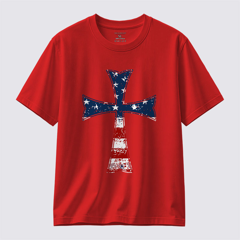 Knights Templar Crusader Cross Flag Jesus God Christian Cotton T-Shirt