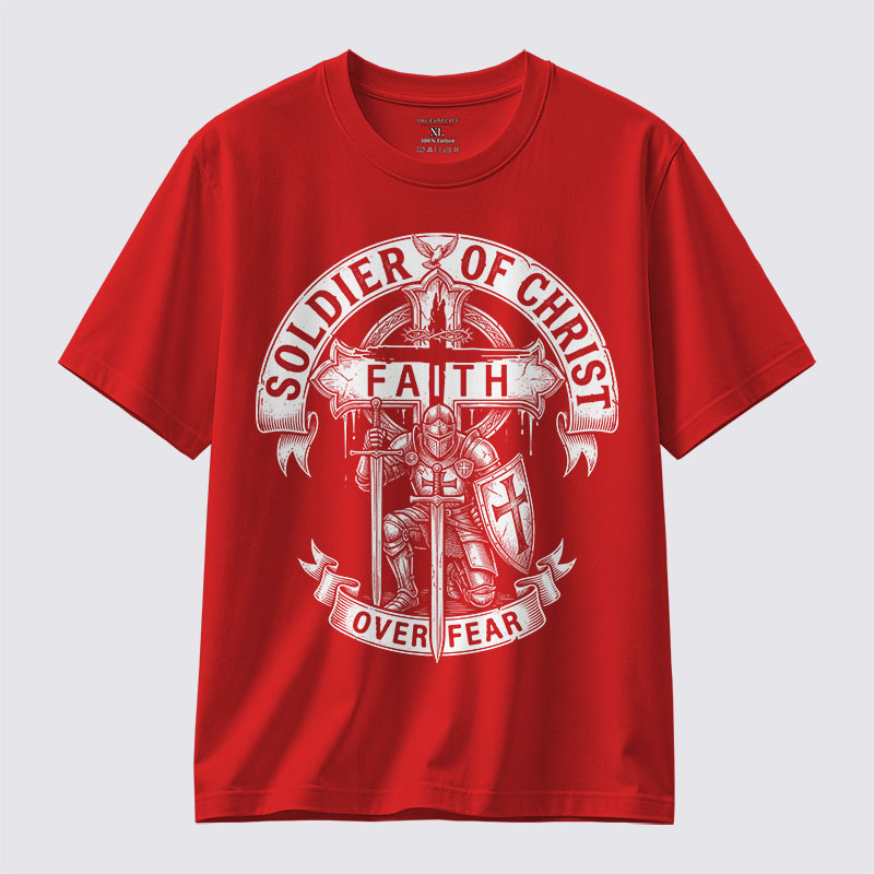 Soldier of Christ Jesus God Christian Cotton T-Shirt