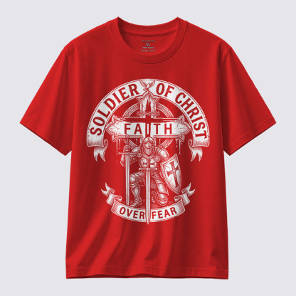 Soldier of Christ Jesus God Christian Cotton T-Shirt