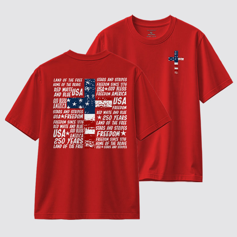 God Bless Land Of The Free Jesus God Christian Cotton T-Shirt