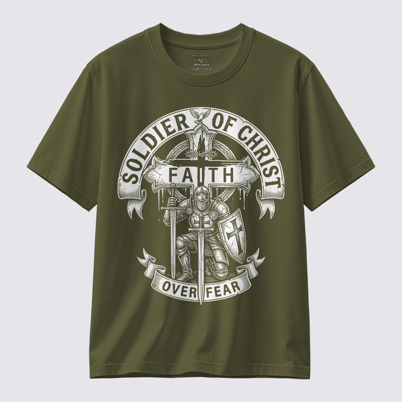 Soldier of Christ Jesus God Christian Cotton T-Shirt