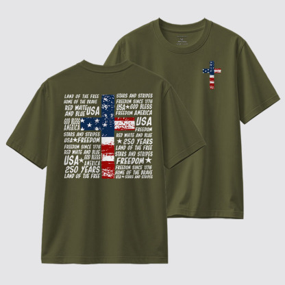 God Bless Land Of The Free Jesus God Christian Cotton T-Shirt